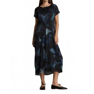 NEW M.PATMOS phoebe silk midi dress in navy watercolor